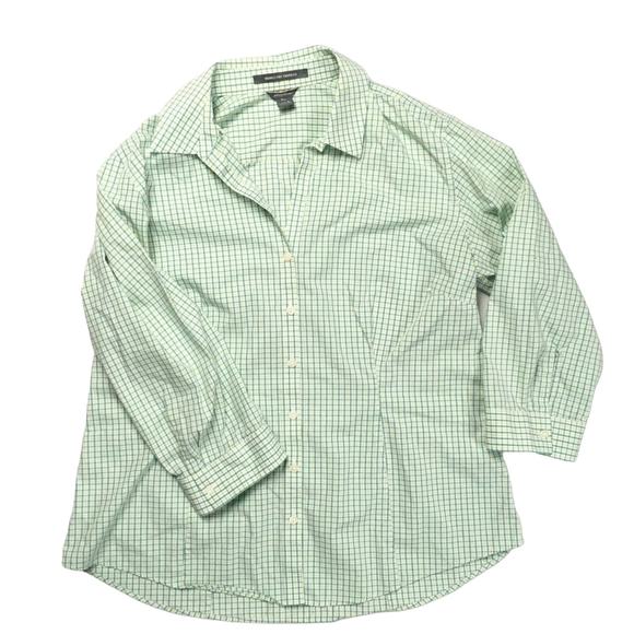 Eddie Bauer Shirt 3/4 Sleeve Green Button Front Women’s Large Wrinkle Free‎ - Picture 3 of 12